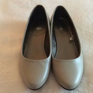 Basic Editions Taupe Low Heel Pumps